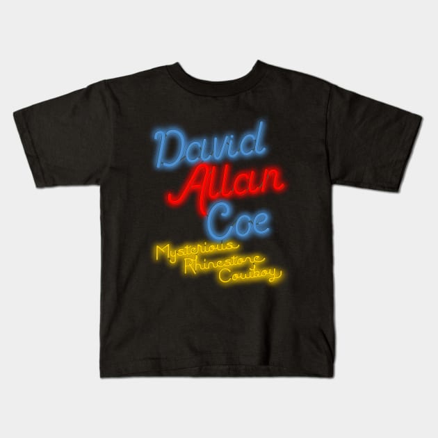 David Allan Coe Mysterious Rhinestone Cowboy Neon Kids T-Shirt by darklordpug